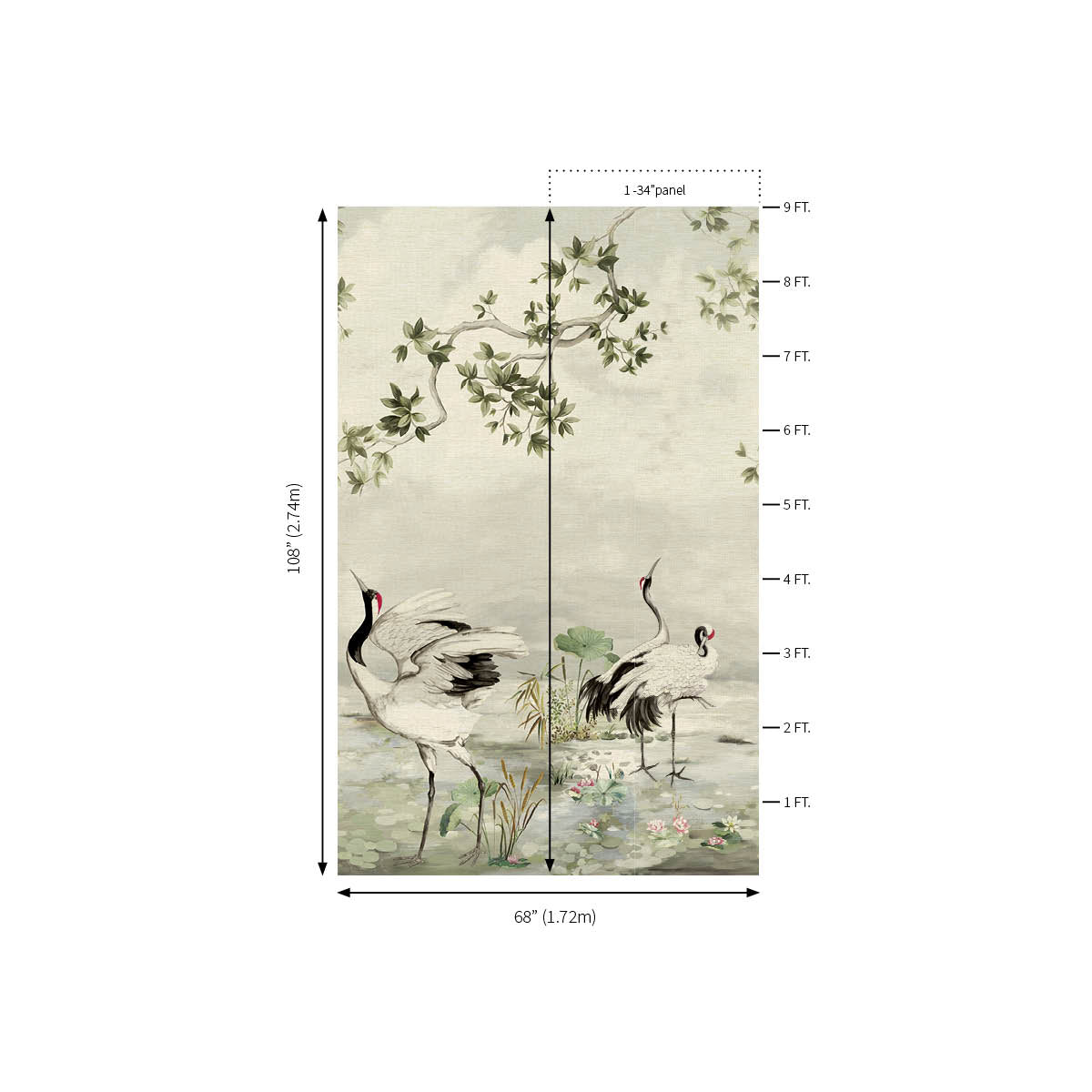 Crane Mural | Silver – Daisy Bennett Designs