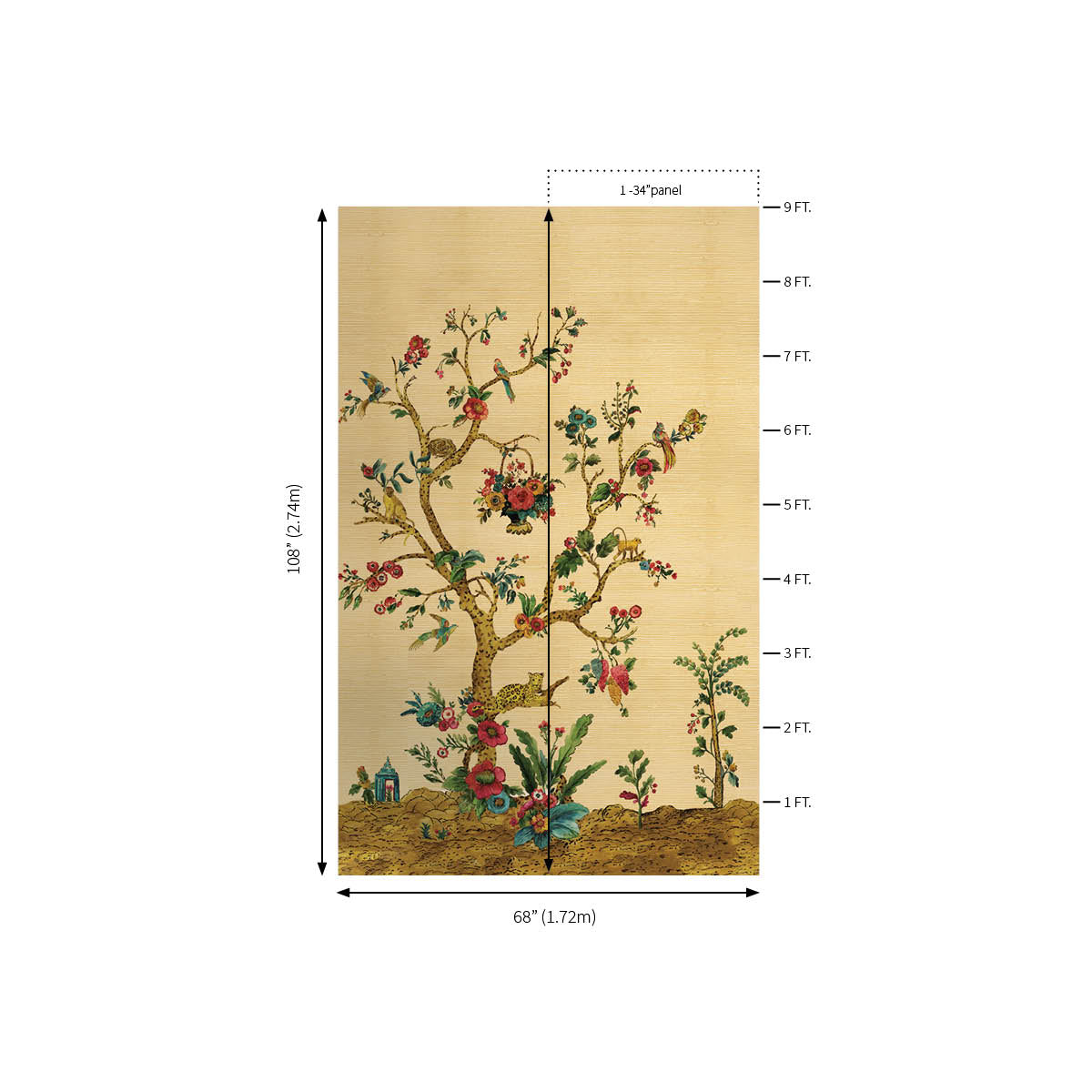 Tanzania Tree Of Life Mural | Tuscan Gold Grasscloth