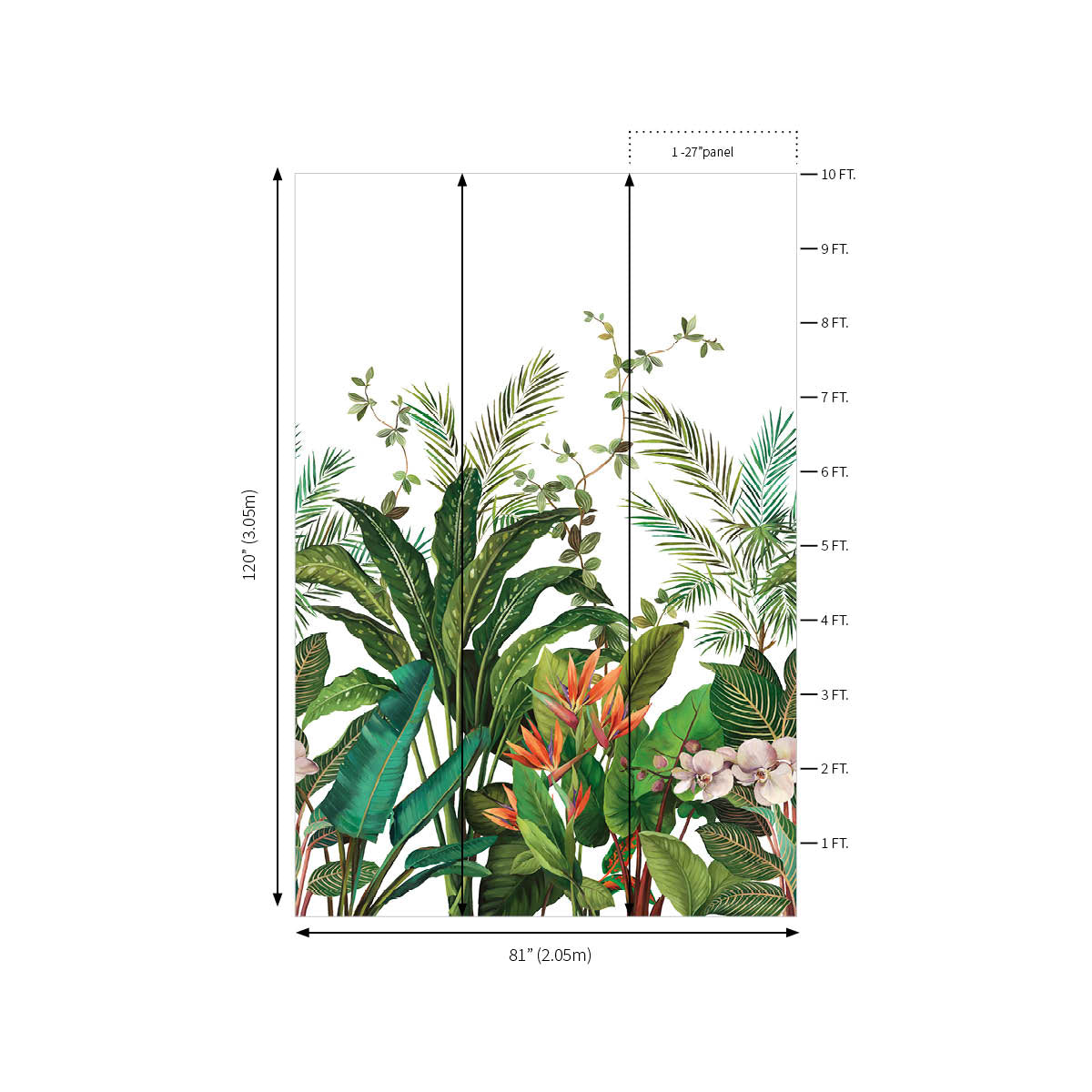 Bird Of Paradise Mural | White
