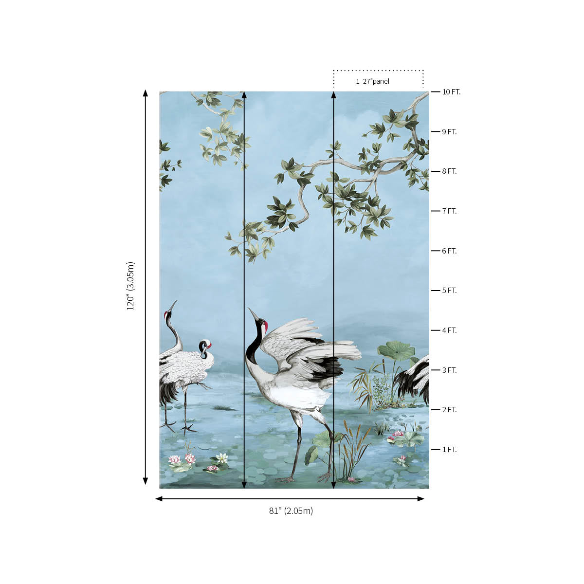 Crane Mural | Slate Blue