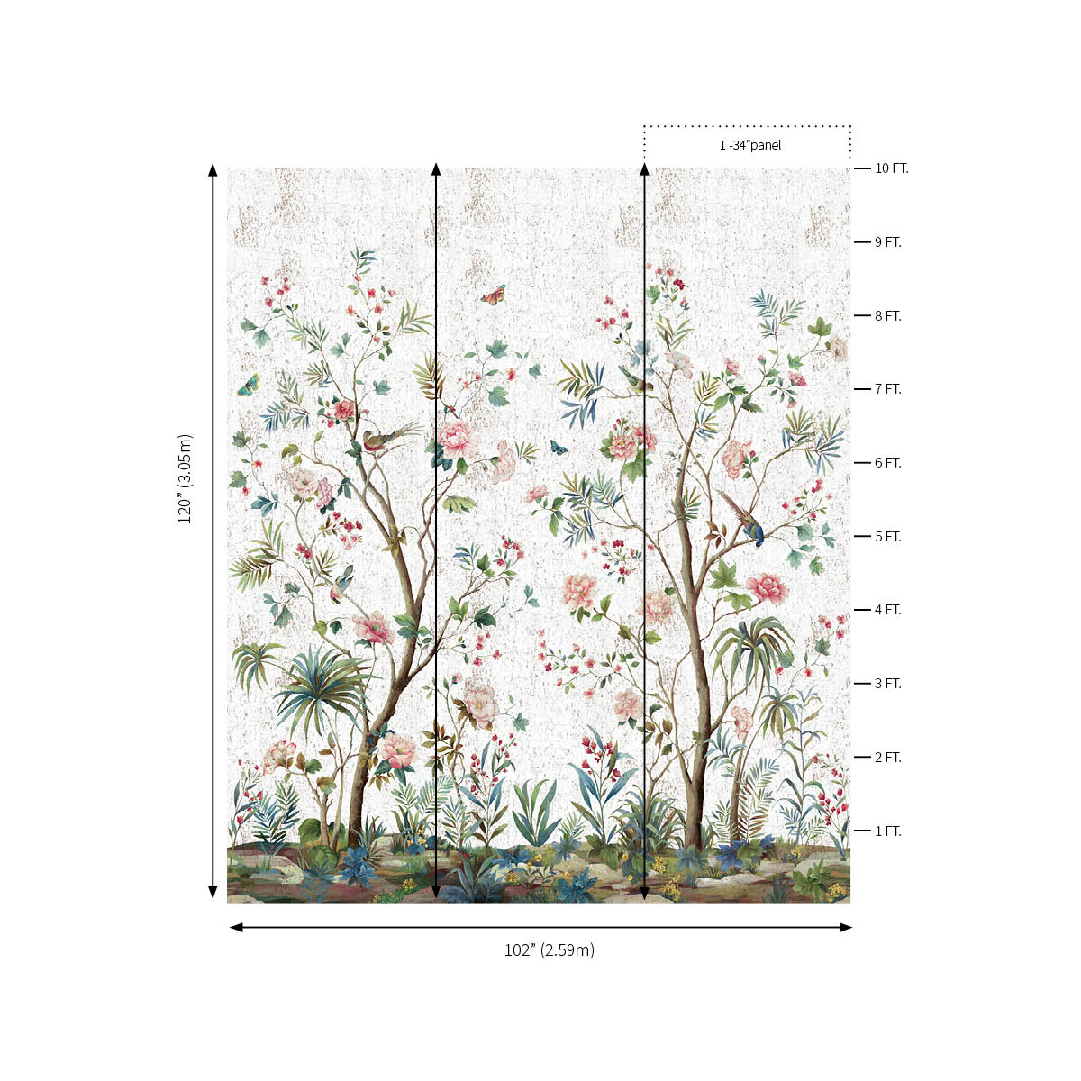 Charleston Garden Mural | Salt White / Cork