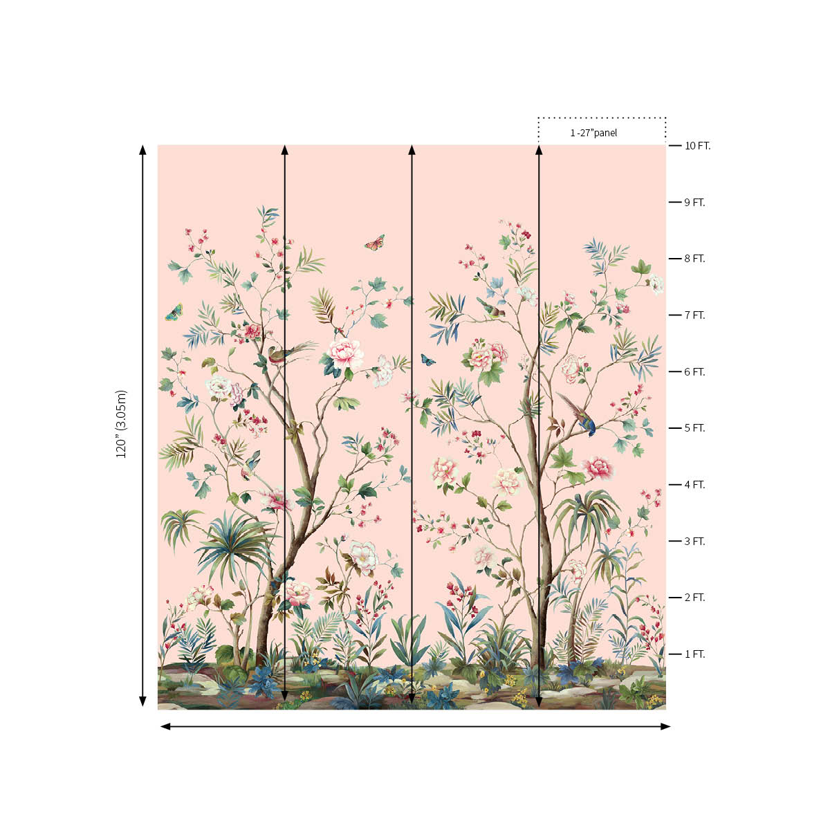 Charleston Garden Mural | Blush