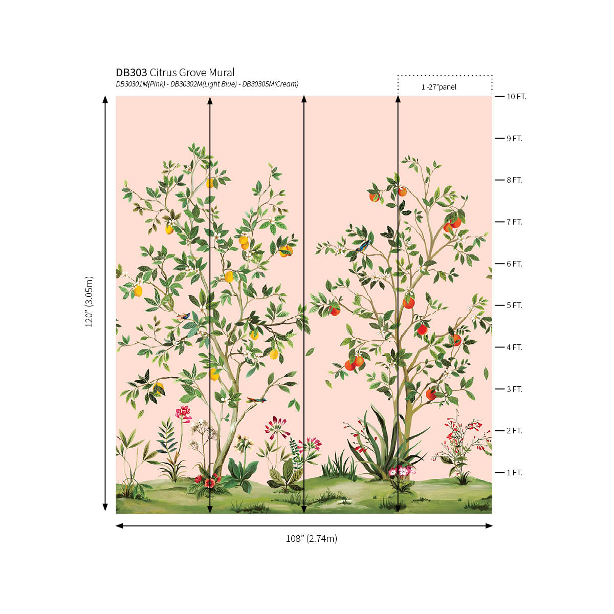 Citrus Grove Mural | Blush