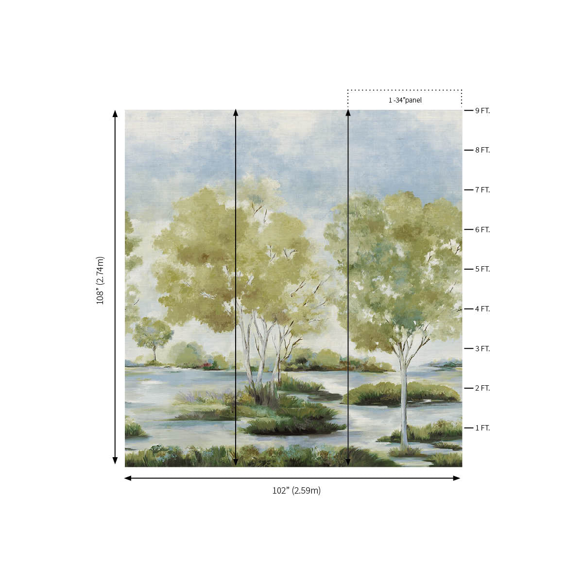 Savannah Mural | Basil Cream