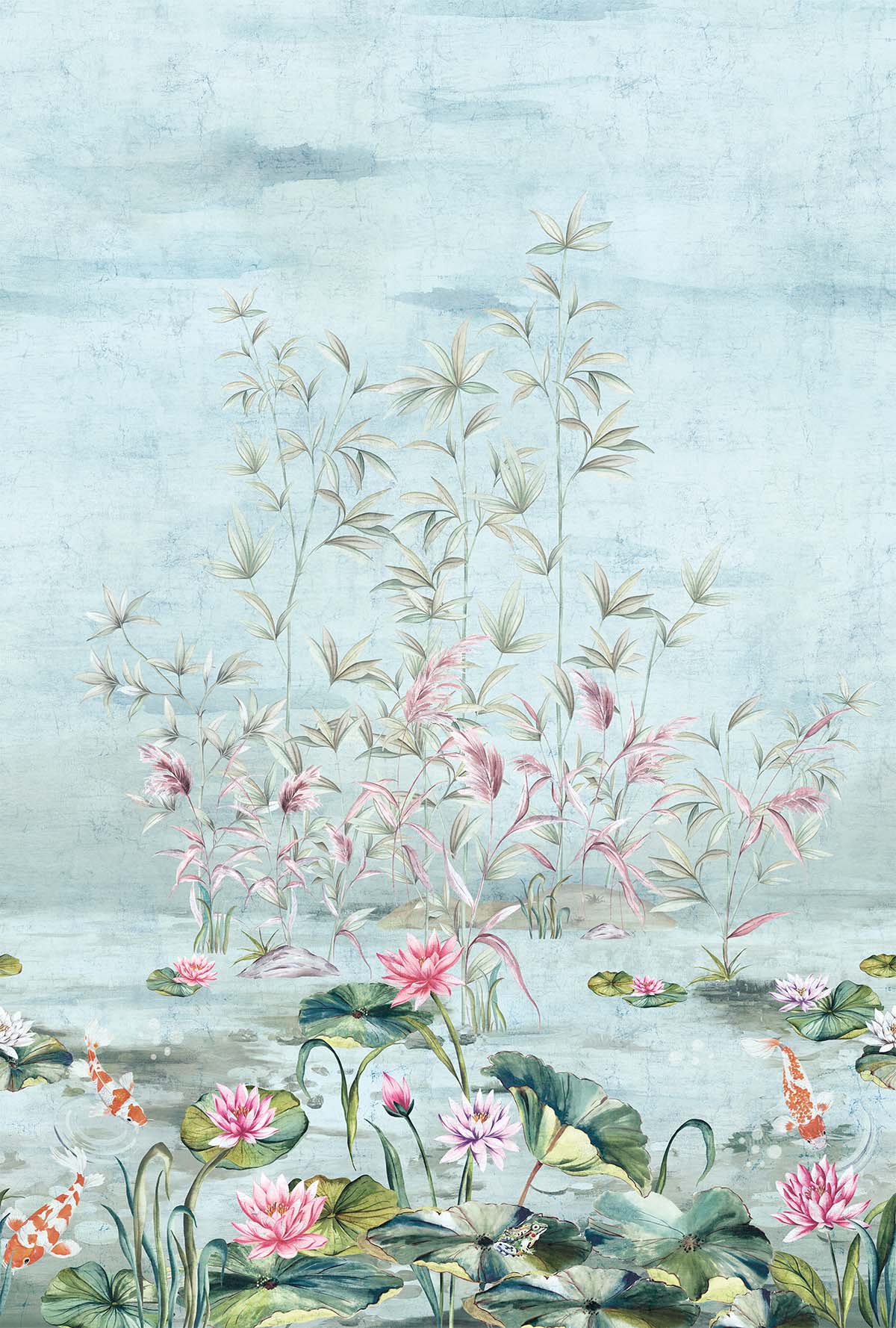 Serenity Lotus Mural | Blue Water