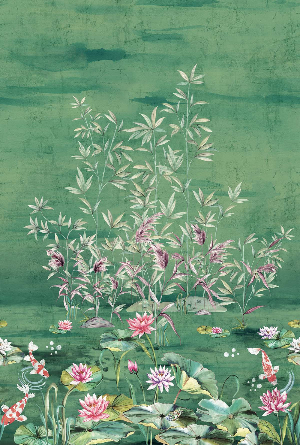 Serenity Lotus Mural | Emerald