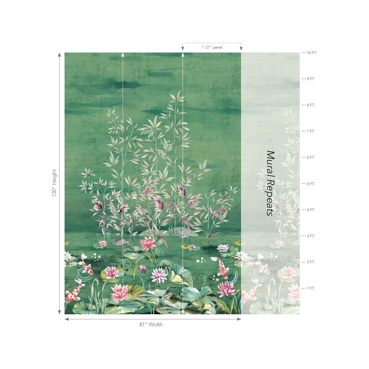 Serenity Lotus Mural | Emerald