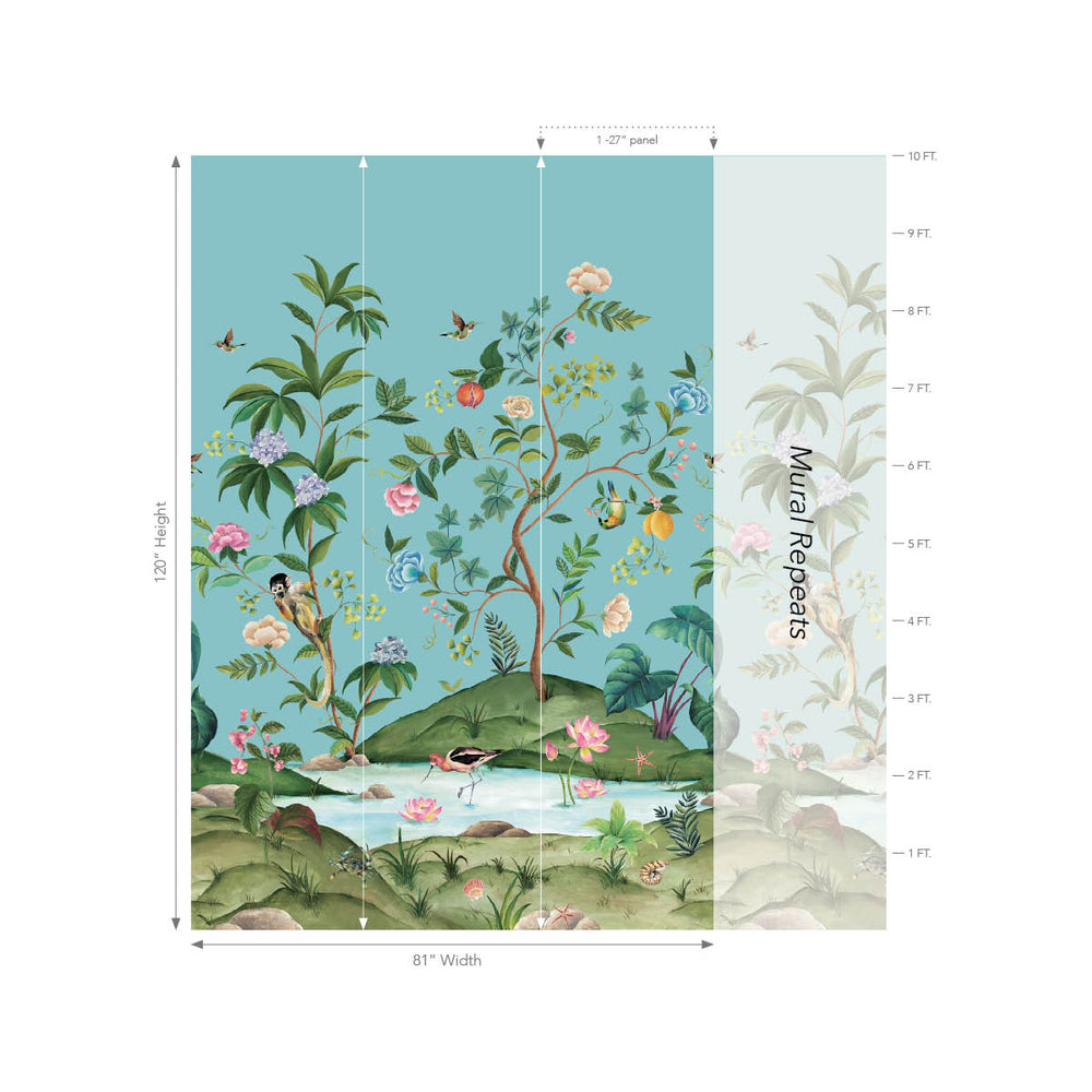 Myanmar Lagoon Mural - Turquoise