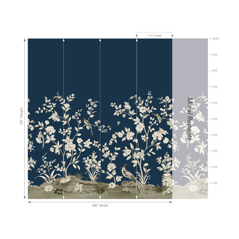 Jardin Toile Mural - Navy