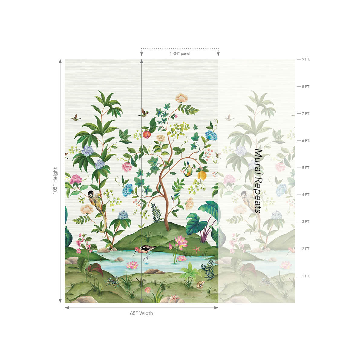 Myanmar Lagoon Mural Natural Silver