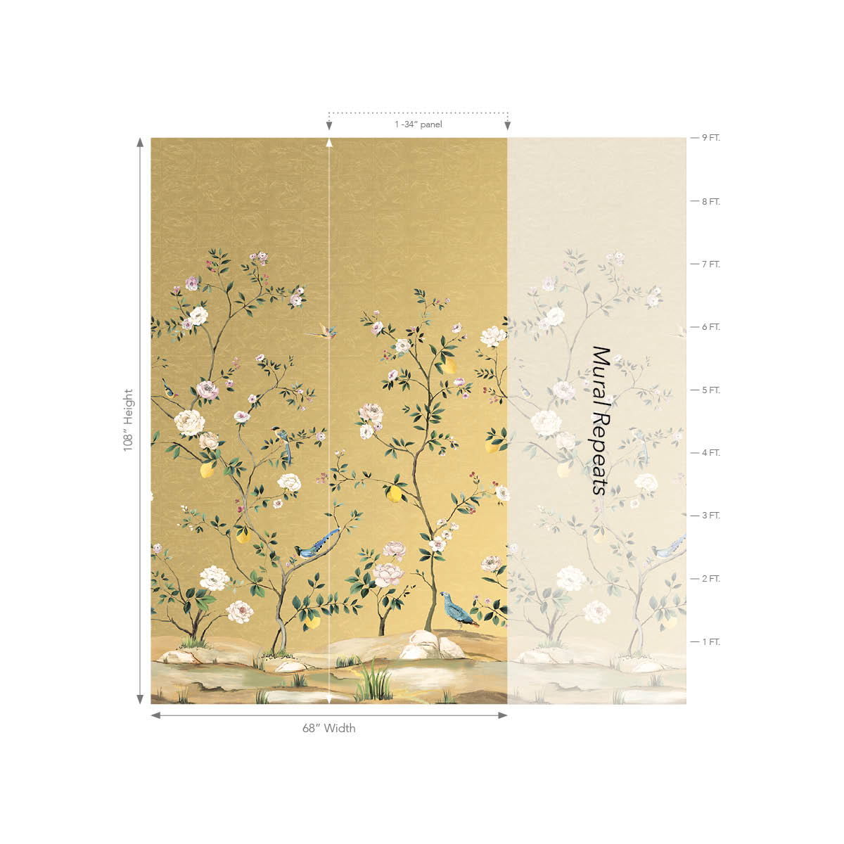 Blossom Mural | Gold Leaf