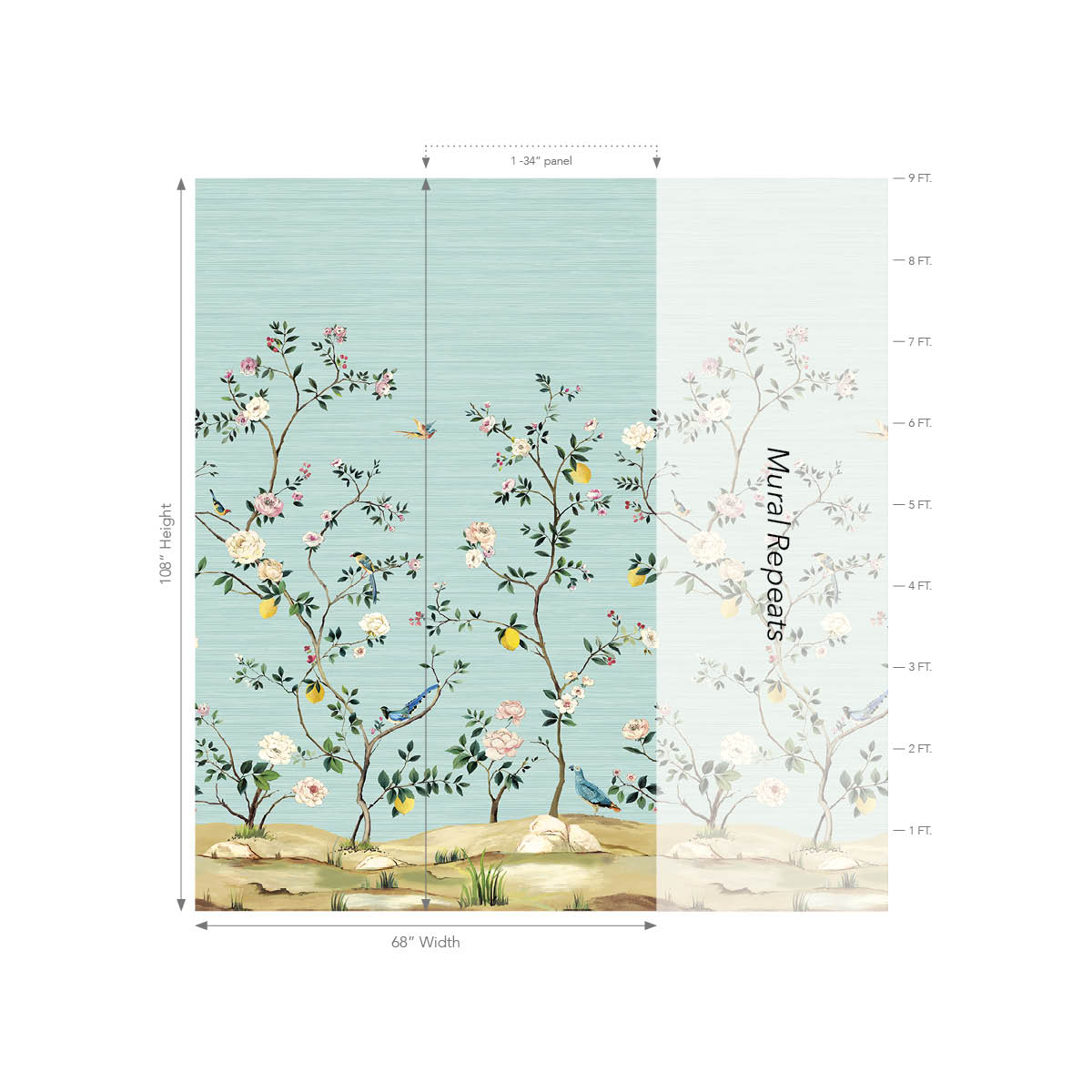 Blossom Chinoiserie Mural | Seaglass