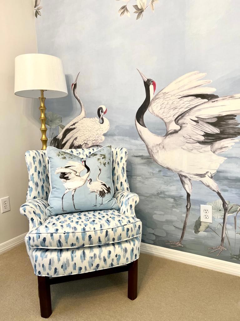 Crane Pillow | Blue