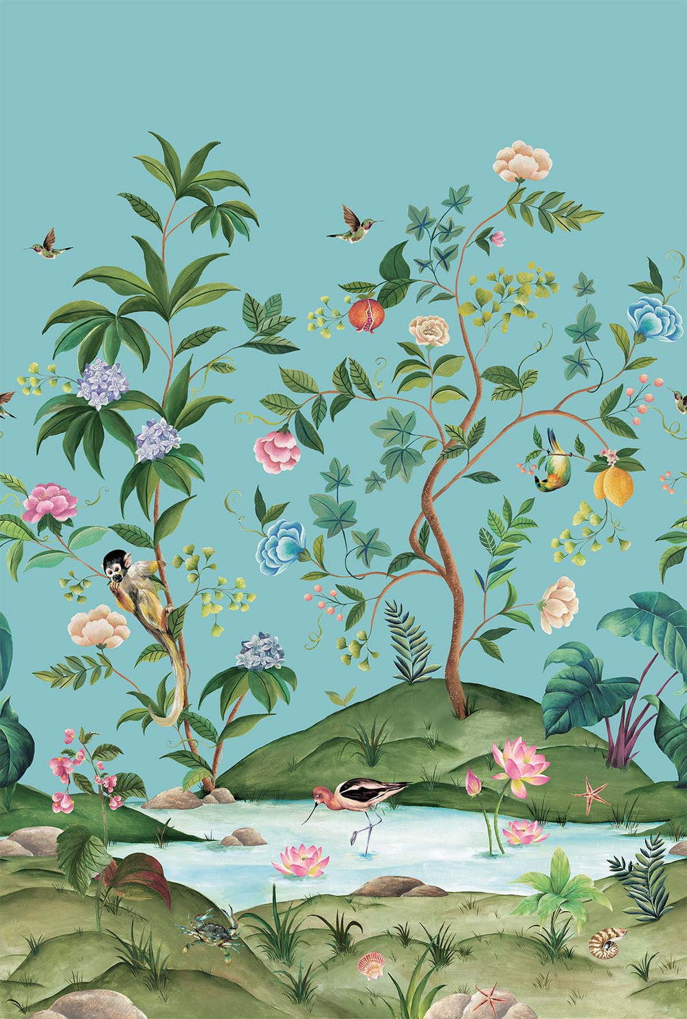 Myanmar Lagoon Mural - Turquoise