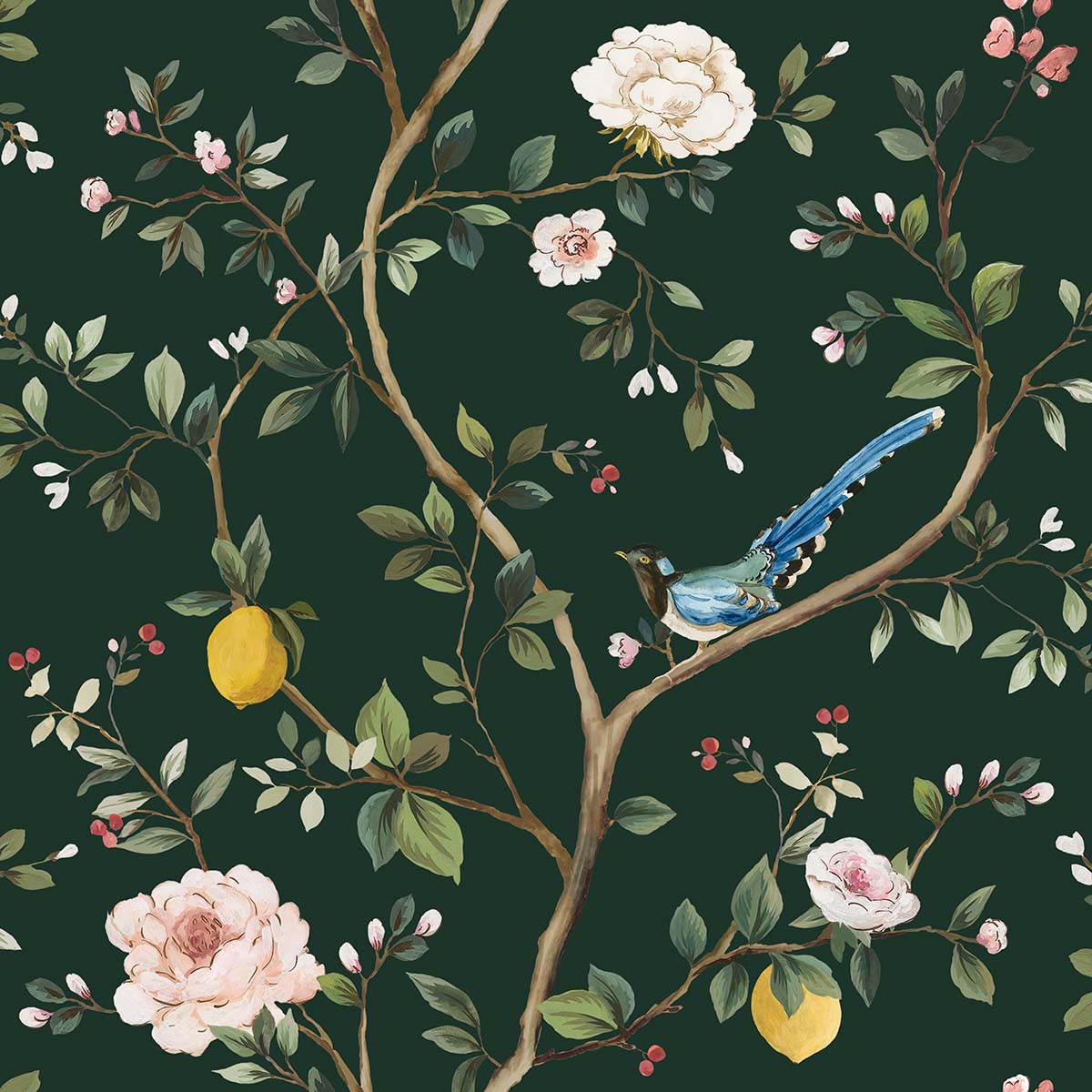 Blossom Citrus Floral Narrow | Midnight Green