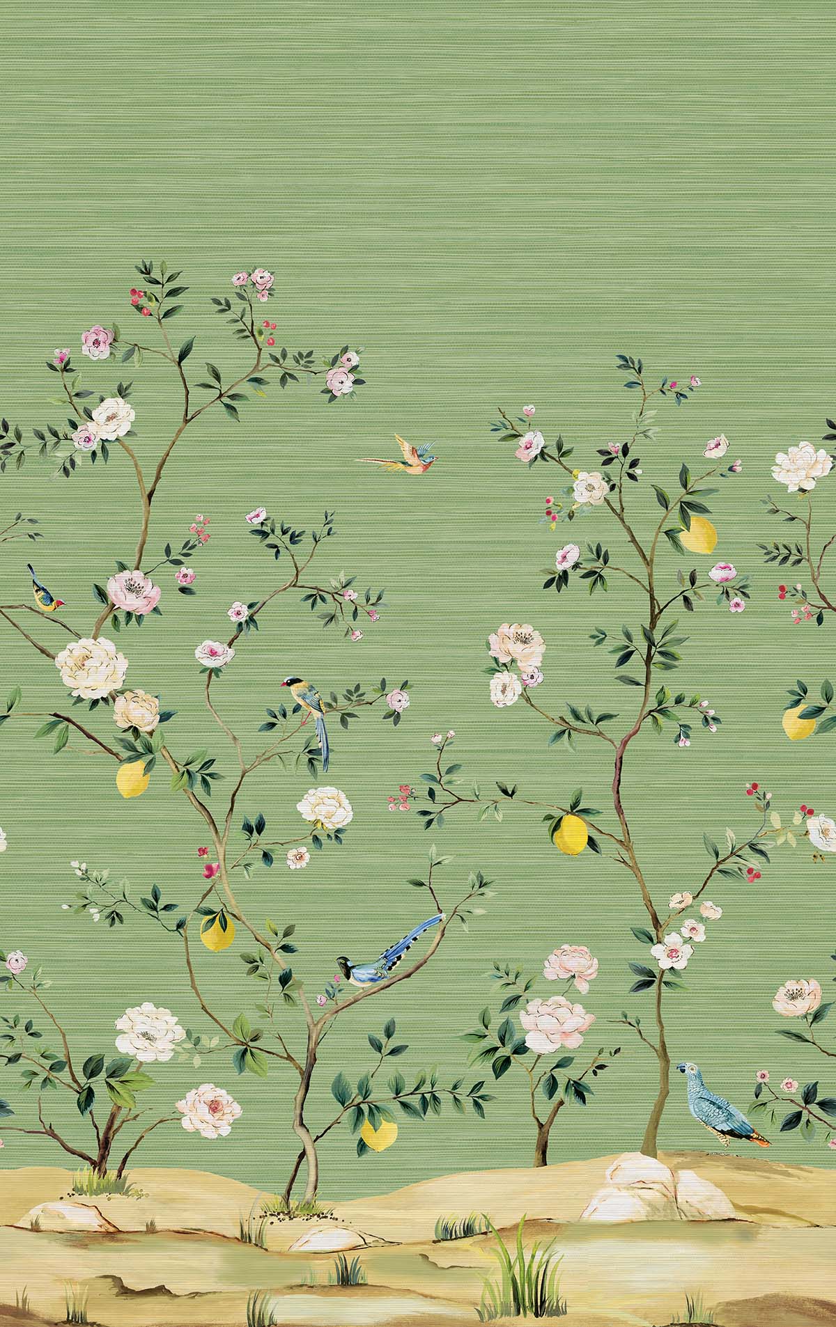 Blossom Chinoiserie Mural | Moss Green