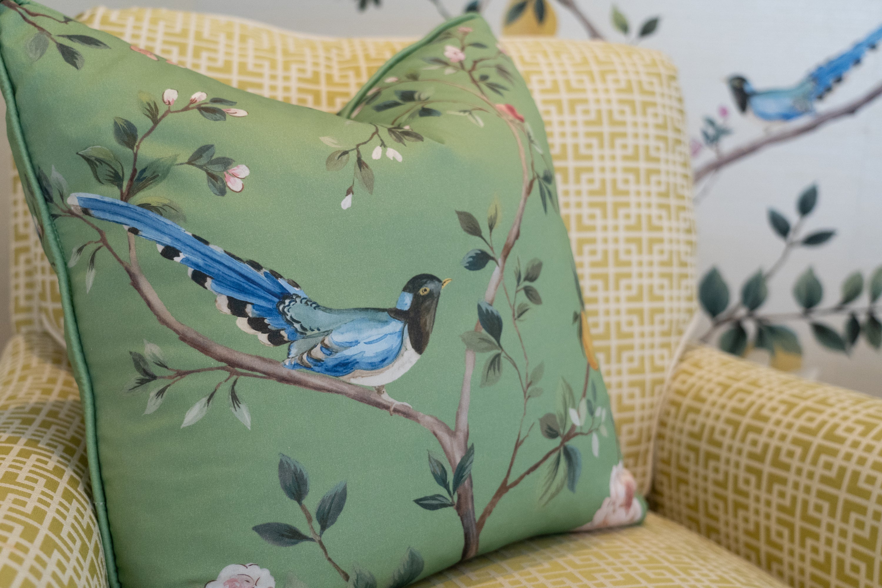Blossom Chinoiserie Pillow | Green