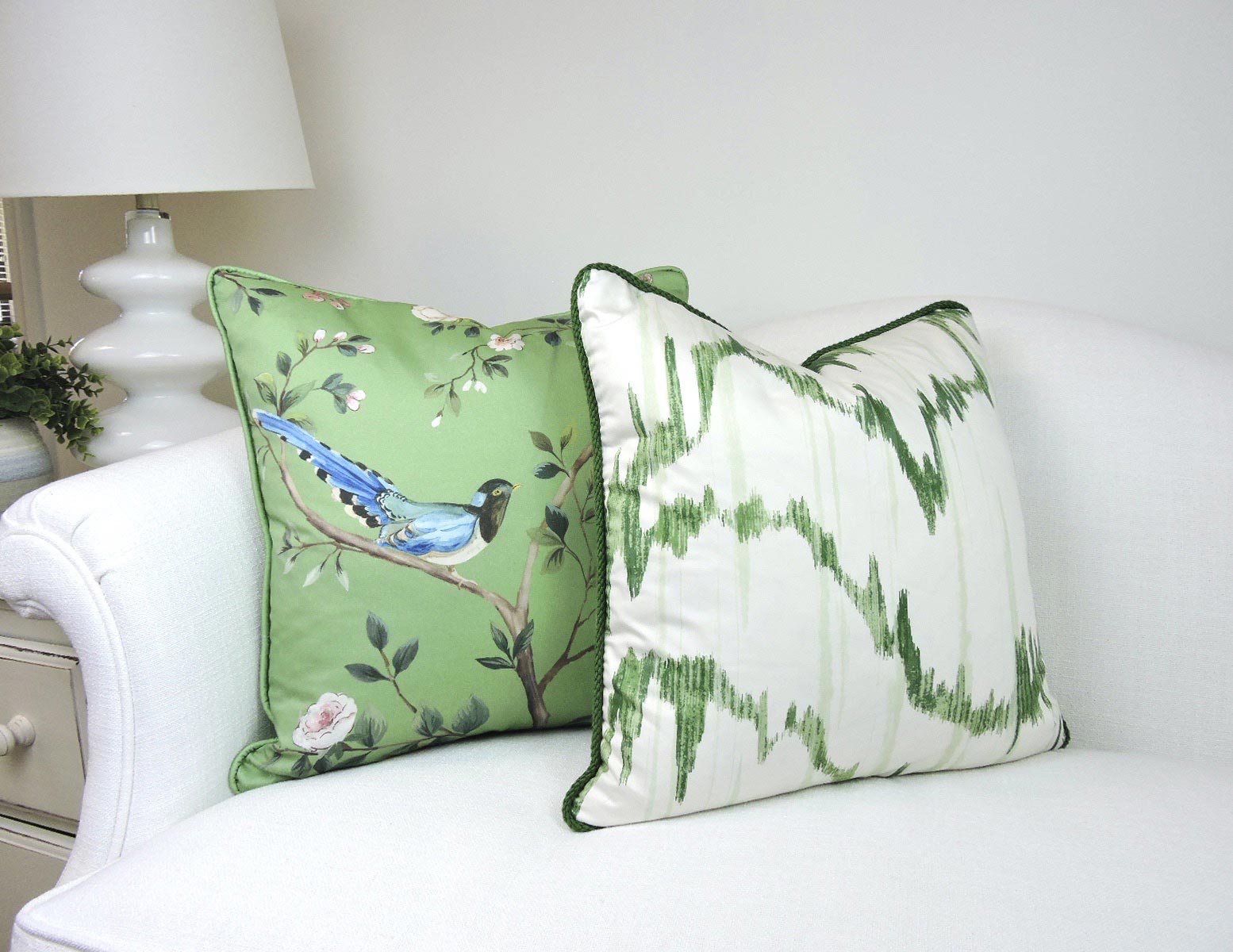 Ikat Flamestitch Pillow | Green