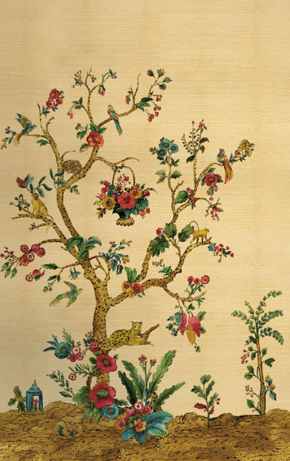 Tanzania Tree Of Life Mural | Tuscan Gold Grasscloth