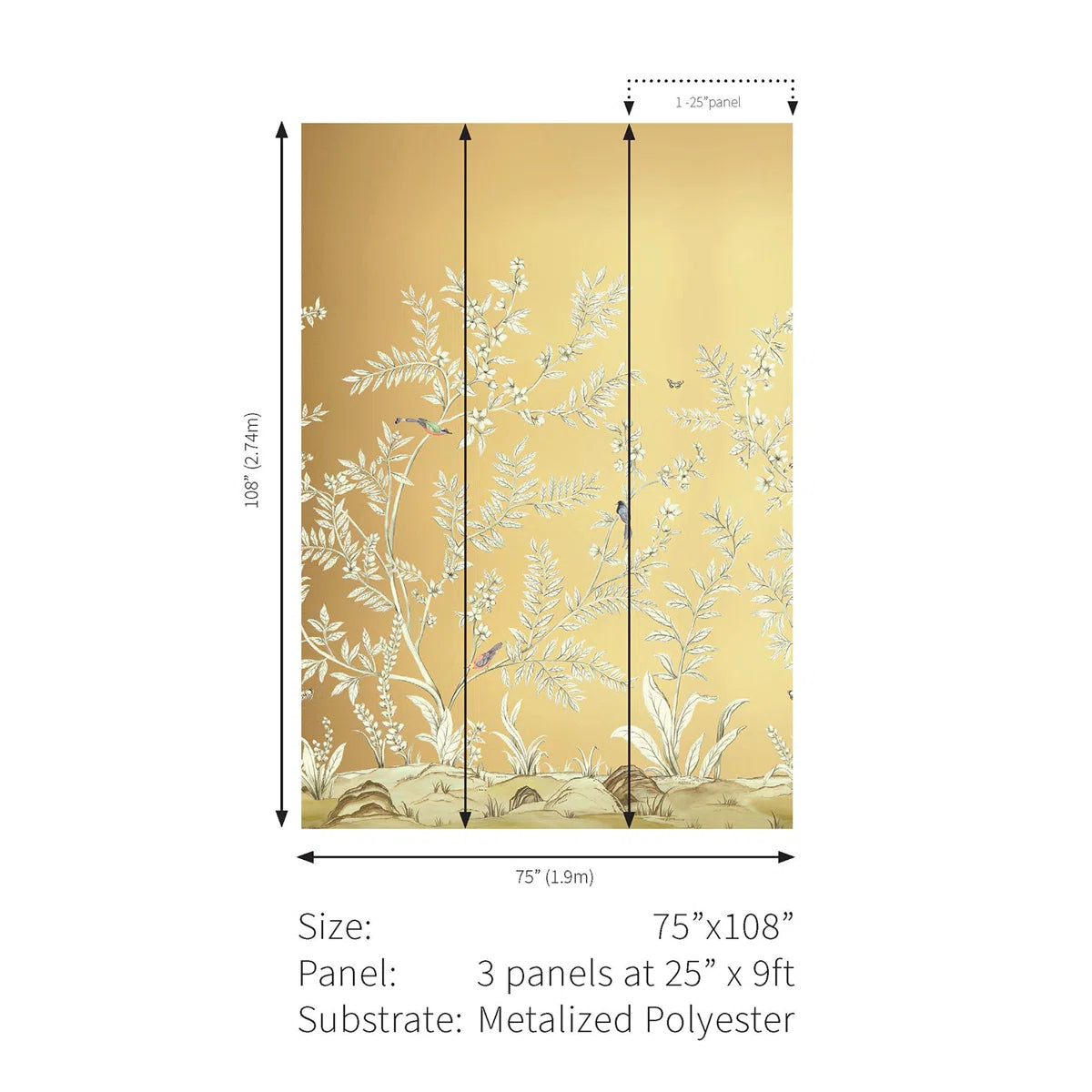 Vining Beauty Mural | Gold Metallic