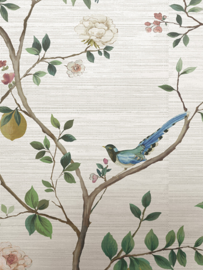 image of chinoiserie mural bird